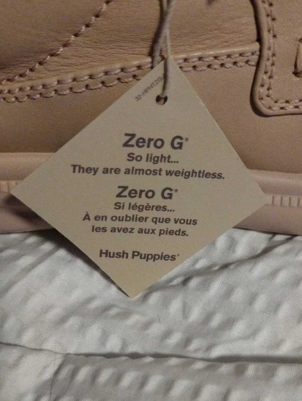 Hush Puppies Men's Gus Beige Leather Slip-On Style Zero G Lace-Up Loafers Size 7